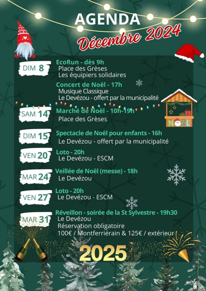Agenda du mois de décembre 2024
